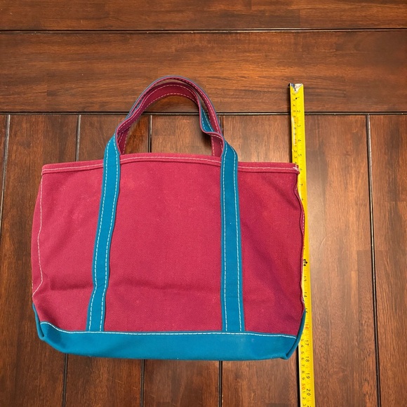 L.L. Bean Vintage 90’s Boat and Tote Canvas Bag No Monogram Magenta & Teal Med - Picture 11 of 14